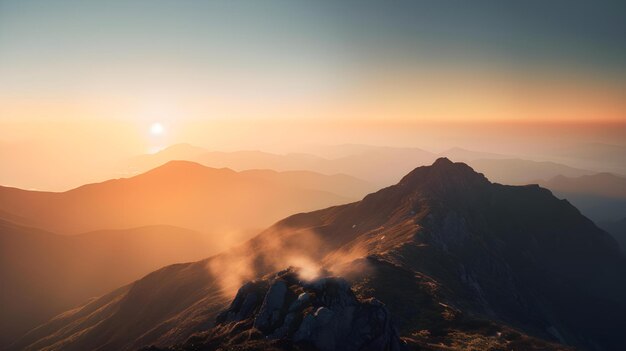 Foto sonnenuntergang vom gipfel eines berges aus