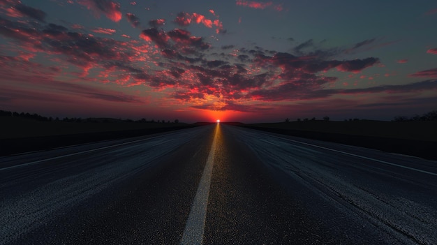 Sonnenuntergangssymphonie Wo die Straße den Himmel trifft