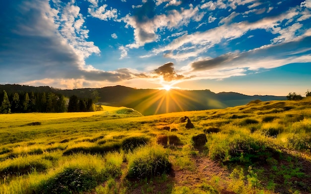 sonnige Landschaft ai erzeugt