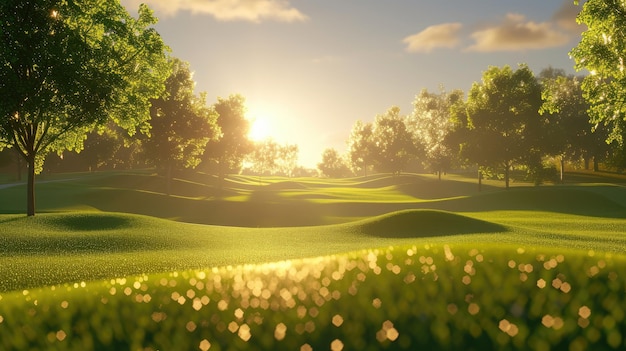 Sonnige Pisten Golf spielen auf üppigen Rasenflächen