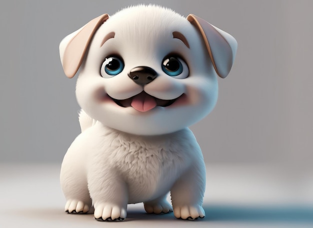 Sonríe, pequeño cachorro, personaje en 3D.