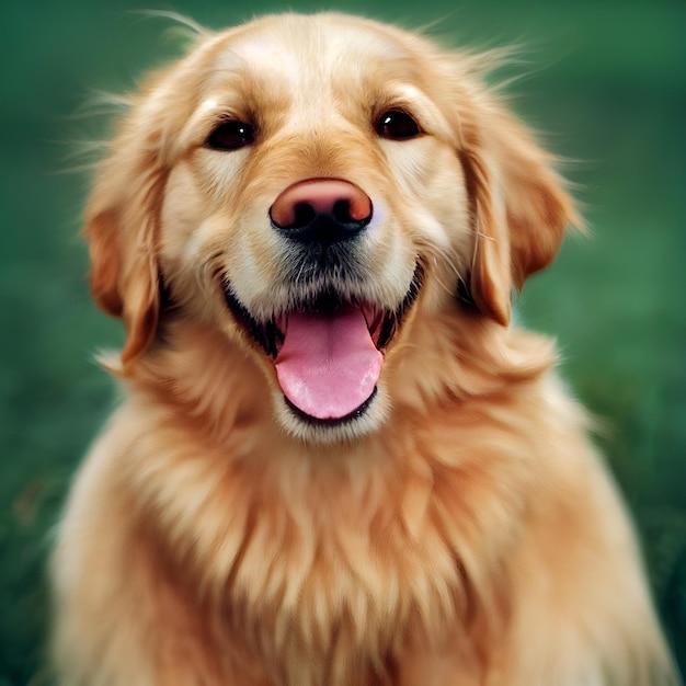 Sonriendo Golden Retriever perro closeup feliz retrato