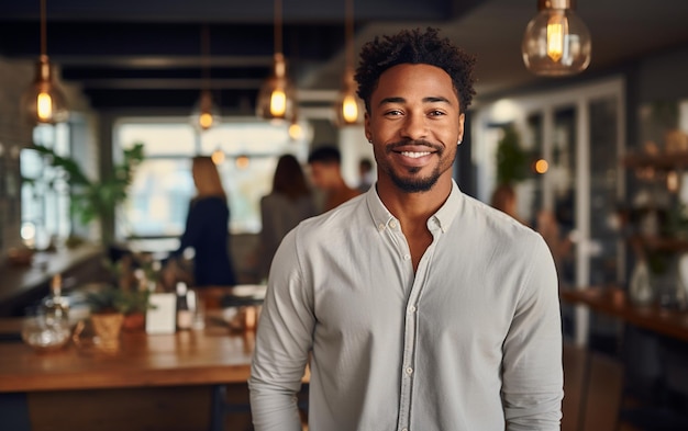 Sonriente afroamericano de la generación del milenio IA generativa