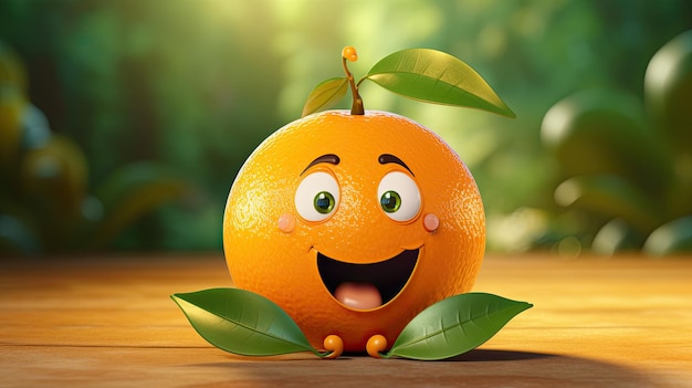 Sonriente dibujos animados naranja con ojos grandes