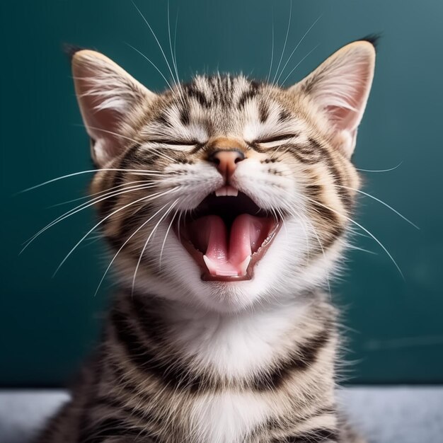 Sonriente foto de gato lindo generado por ai