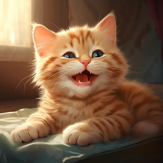 Sonriente foto de gato lindo generado por ai