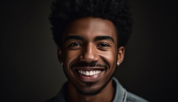 Sonriente hombre afroamericano mirando a la cámara
