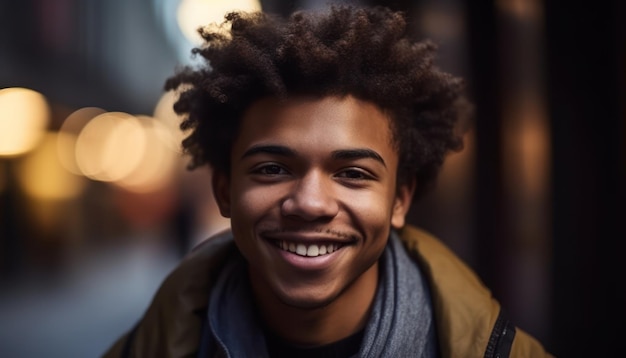 Sonriente hombre afroamericano mirando a la cámara