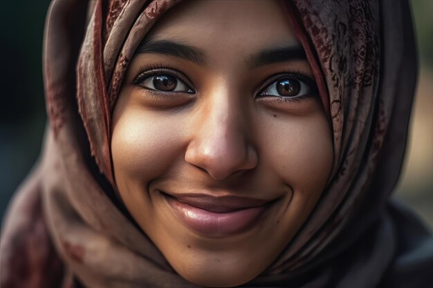 Sonriente mujer étnica en hijab