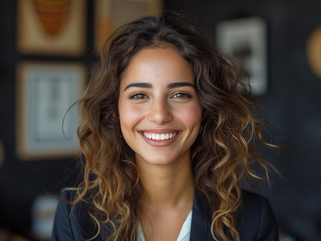 sonriente mujer de negocios árabe belleza maquillaje ídolo en profesional colorido estudio de fotos de fondo