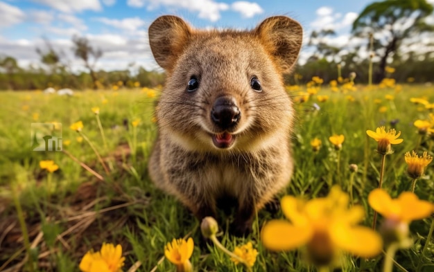 Un sonriente prado de Quokka en Australia