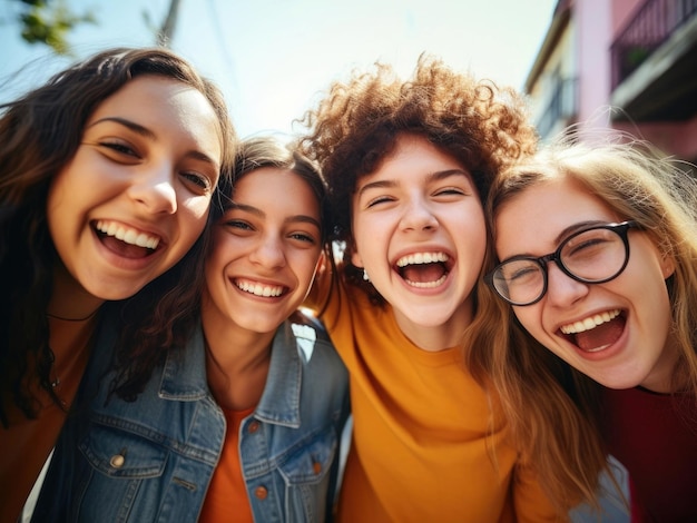 Sonrientes compañeros de clase amigos