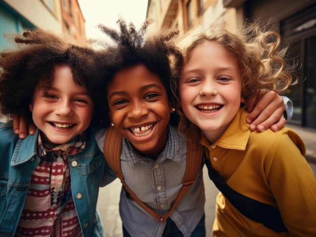 Sonrientes compañeros de clase amigos