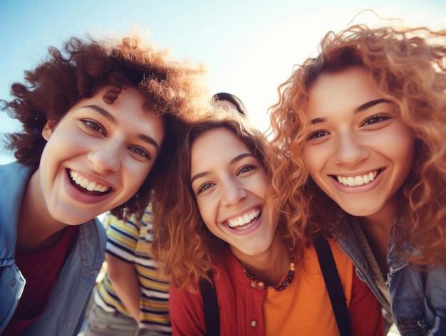 Sonrientes compañeros de clase amigos