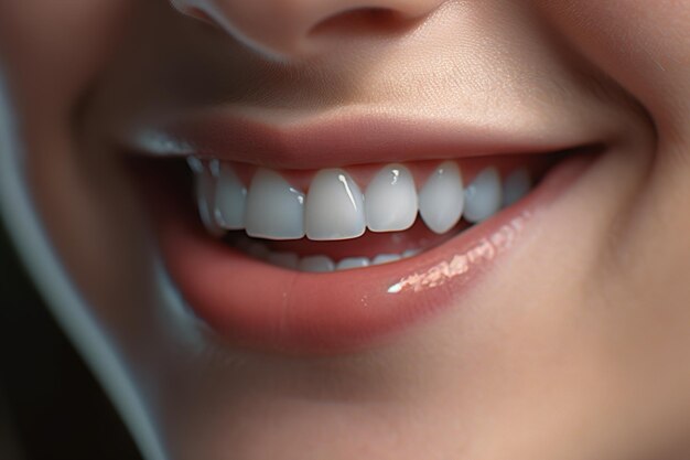 Sonrisa de dientes blancos de una niña generada por IA