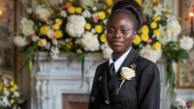 Foto la sonrisa del gerente del servicio funerario.