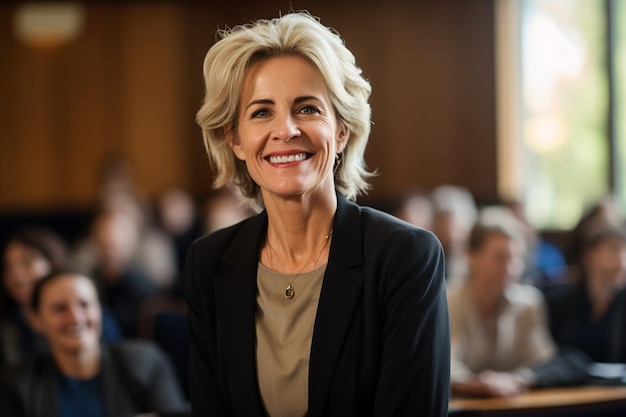 Foto la sonrisa de una mujer de negocios