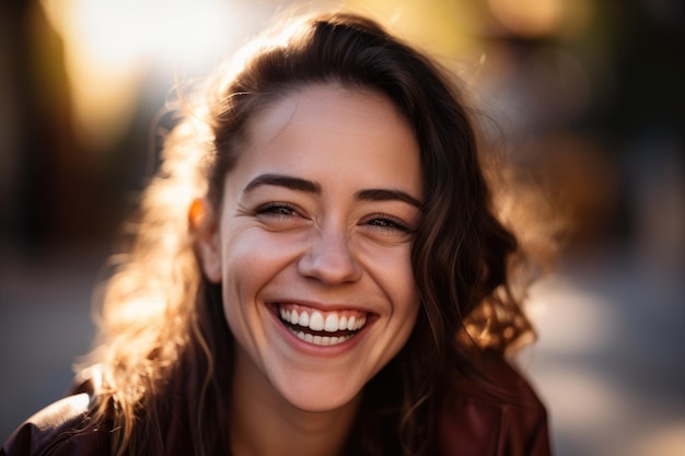 Sonrisa radiante Retrato de una mujer radiante de alegría y felicidad