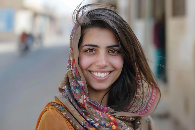 Foto la sonrisa sincera de una mujer paquistaní