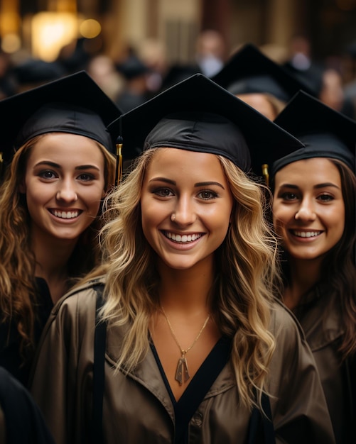 Las sonrisas alegres de los graduados florecen en el campus