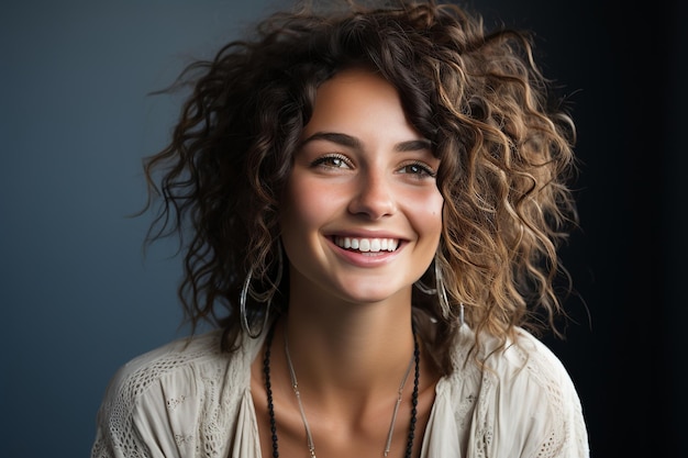 Sonrisas radiantes Mujer joven con dreadlocks en un fondo aislado Expresión alegre e individualidad brillando a través de encanto cautivador y vibraciones positivas