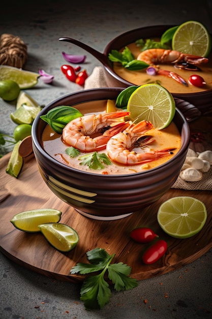 Sopa asiática con gambas