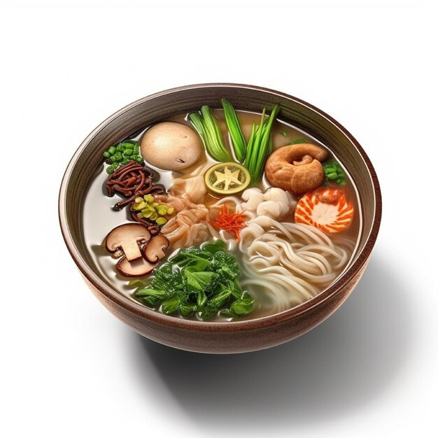 Foto sopa de bacalao comida coreana y brotes de frijol mungo verduras de rábano camote ai generado