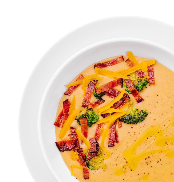 Sopa de calabaza con brócoli y tocino