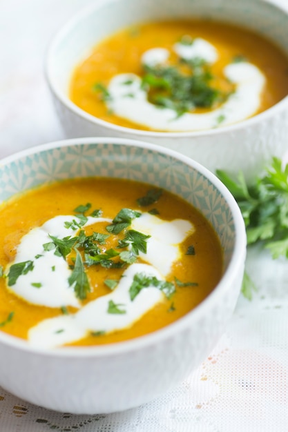 Sopa De Calabaza Con Crema