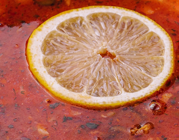 Sopa de carne tradicional ucraniana Solyanka cerrar