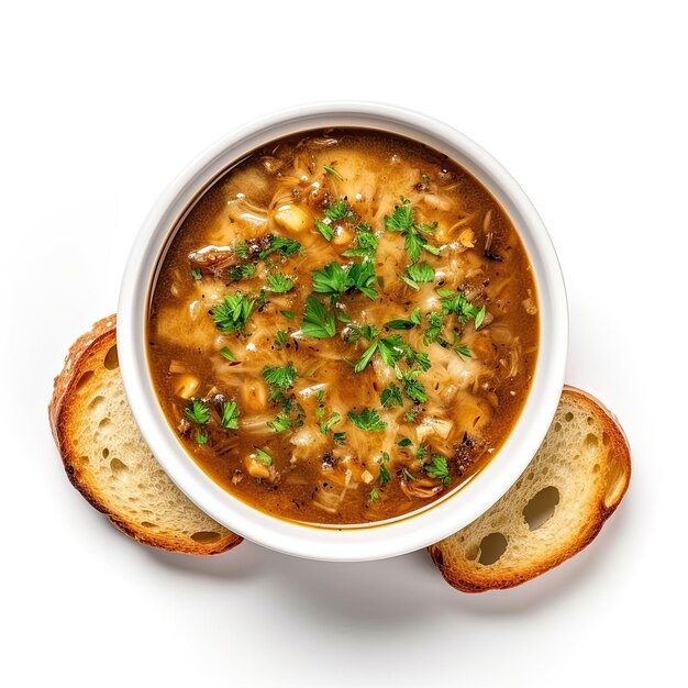Foto sopa de cebolla en primer plano