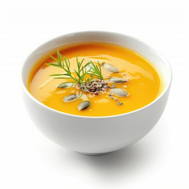 Sopa de crema de calabaza en un cuenco