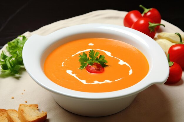 Foto sopa de crema de tomate