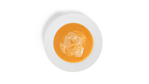 Sopa creme de abóbora isolada no branco