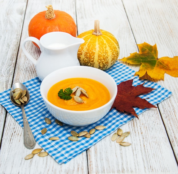 Sopa de Abóbora com abóboras frescas