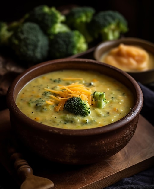 Sopa de brócolis e cheddar