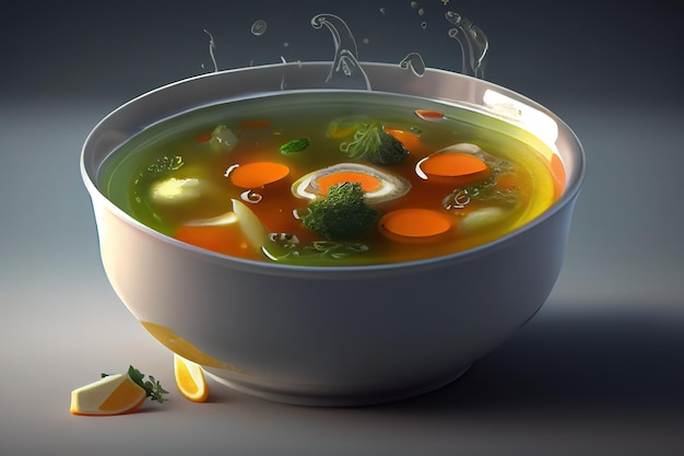 Sopa de cenoura com folhas de manjericão Ai Generative