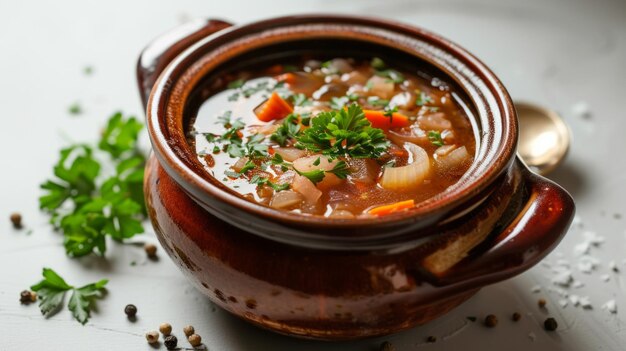 Foto sopa de cogumelo e cevada