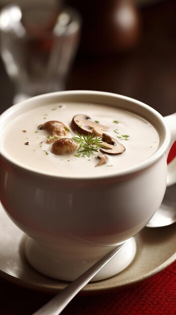 Foto sopa de cogumelo e creme de seda