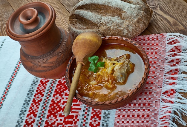 Foto sopa de couve bovina agridoce, sopa de couve russa doce