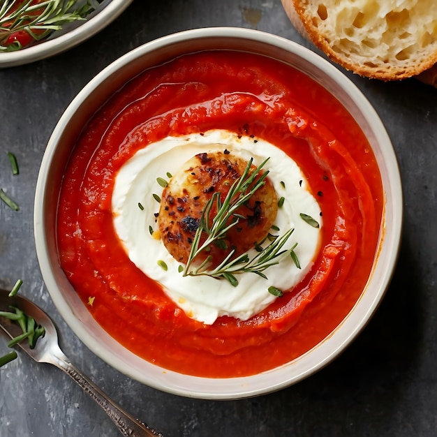 Sopa de creme de tomate Fotografia de alimentos