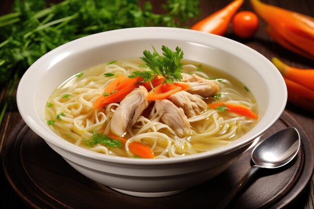 Sopa de frango com macarrão e legumes