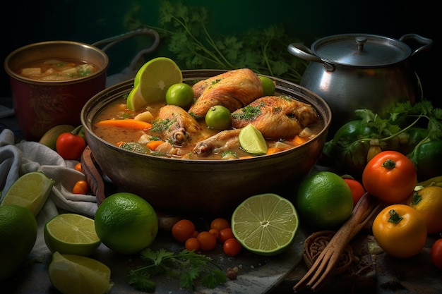 Sopa de frango picante do Caribe