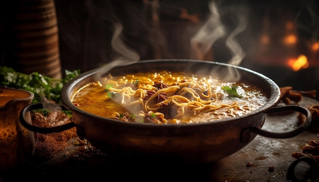 Sopa de legumes fresca pronta para comer e saudável gerada por IA