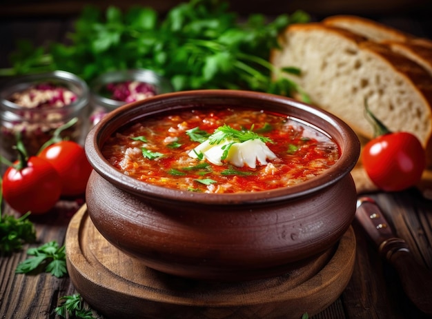 Sopa de legumes tradicional ucraniana borscht