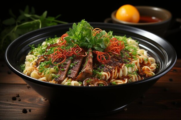 Foto sopa de macarrão japonesa de polvo miso ramen com tako