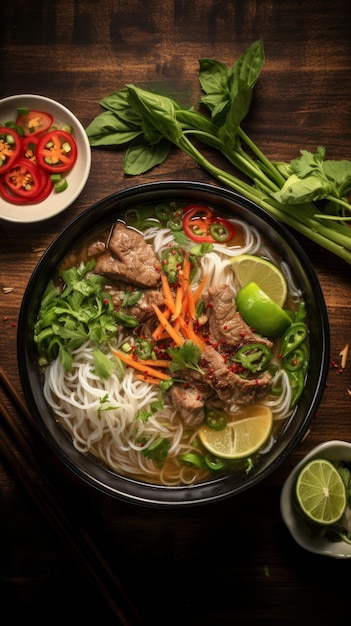 Foto sopa de macarrão vietnamita pho a