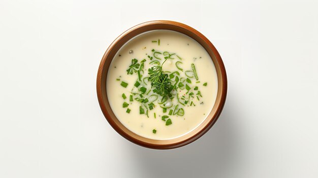 Foto sopa de miso japonesa em um fundo limpo vista superior espaço de cópia ia geradora