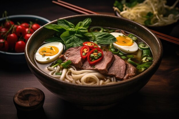 Sopa de Pho Bo com carne e macarrão