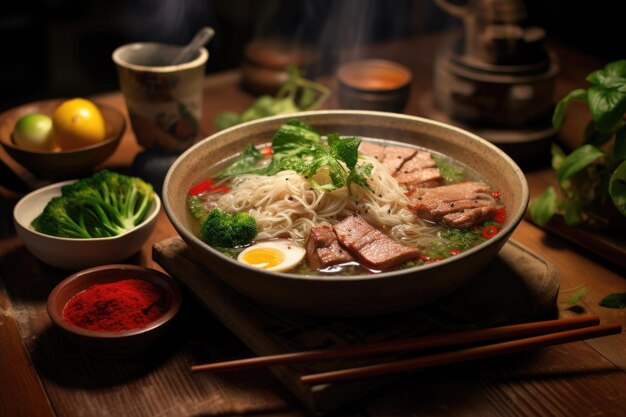 Sopa de Pho Bo com carne e macarrão